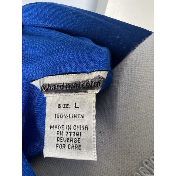 Vintage Y2K Richard Malcolm Cobalt Blue Jacket Size Large 100% Linen Button - Picture 12 of 12